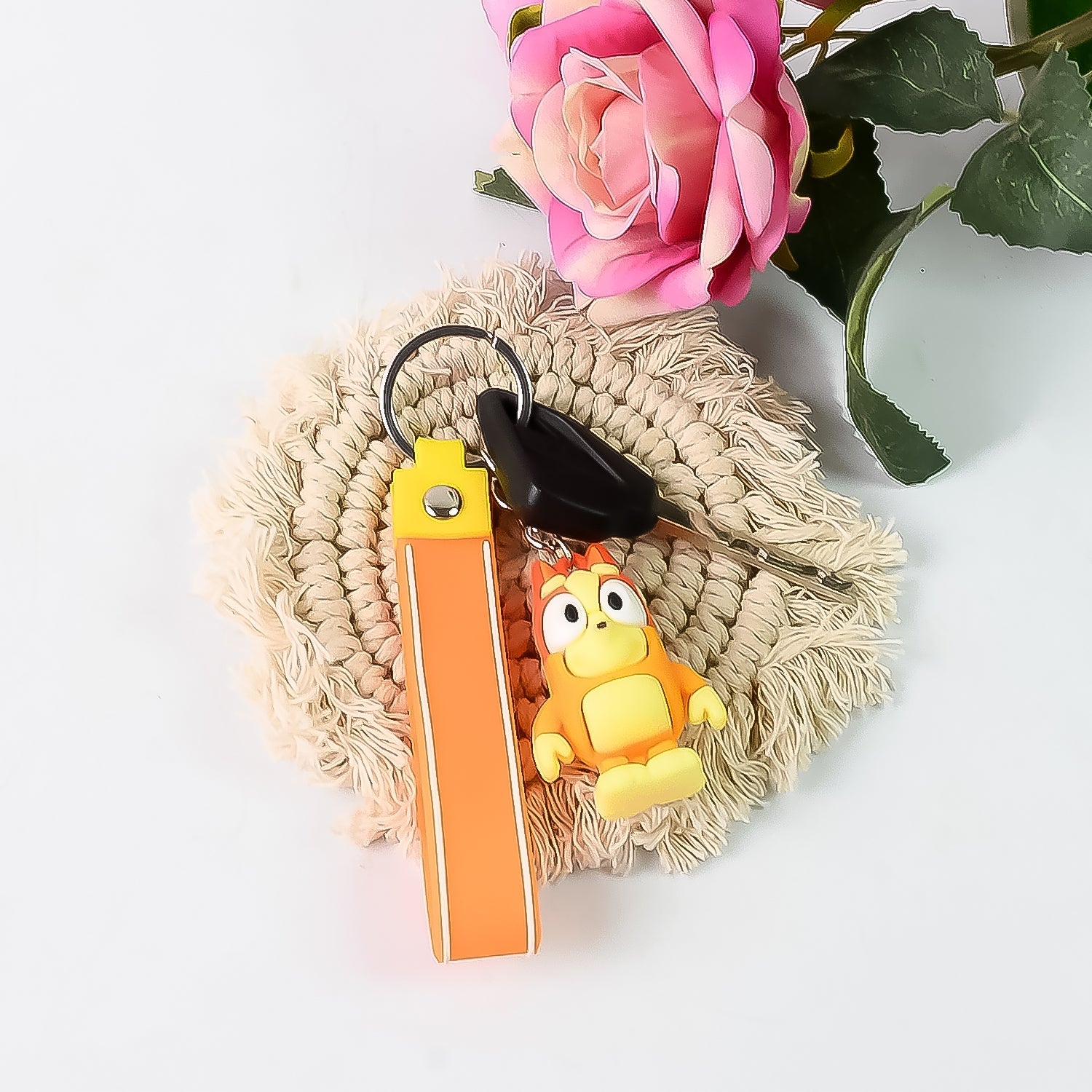 Cute Cartoon Silicone 3D Key Chain with Metal Hook & Strap (Pack of 1) Cute Cartoon Silicone 3D Key Chain with Metal Hook & Strap (Pack of 1)